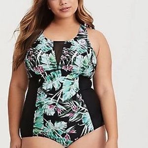 Torrid Leaf Mesh One Piece Swimsuit